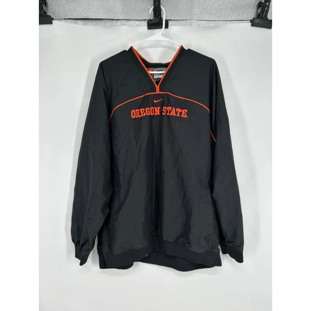 Nike Oregon State Beavers Windbreaker Center Swoosh‎ Pullover Vintage Y2K V Neck